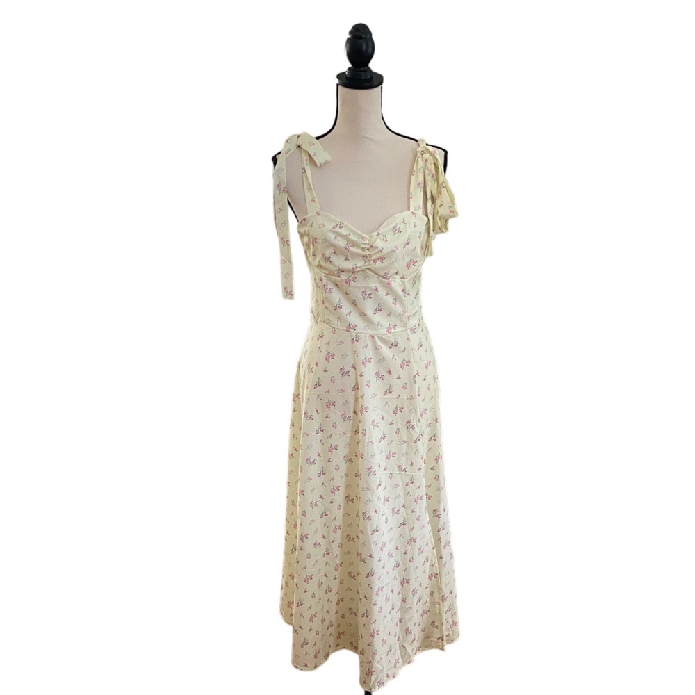 Tie Strap Floral Midi Dress - Picture 1 of 2